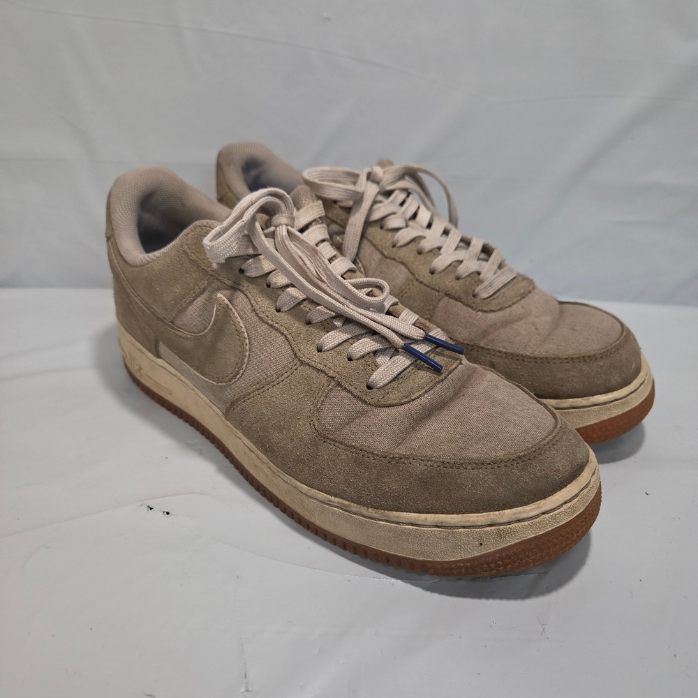 Nike Air Force 1 Low 07 Khaki Gum Mens Size 10 Suede Canvas 315122-214